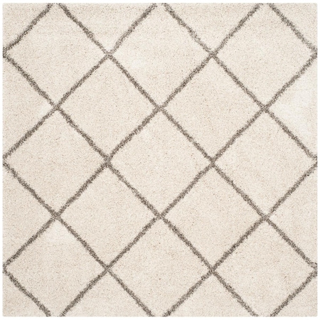 Safavieh 3 x 3 ft. Hudson Shag Power Loomed Square Area Rug; Ivory & Grey SGH281A-3SQ